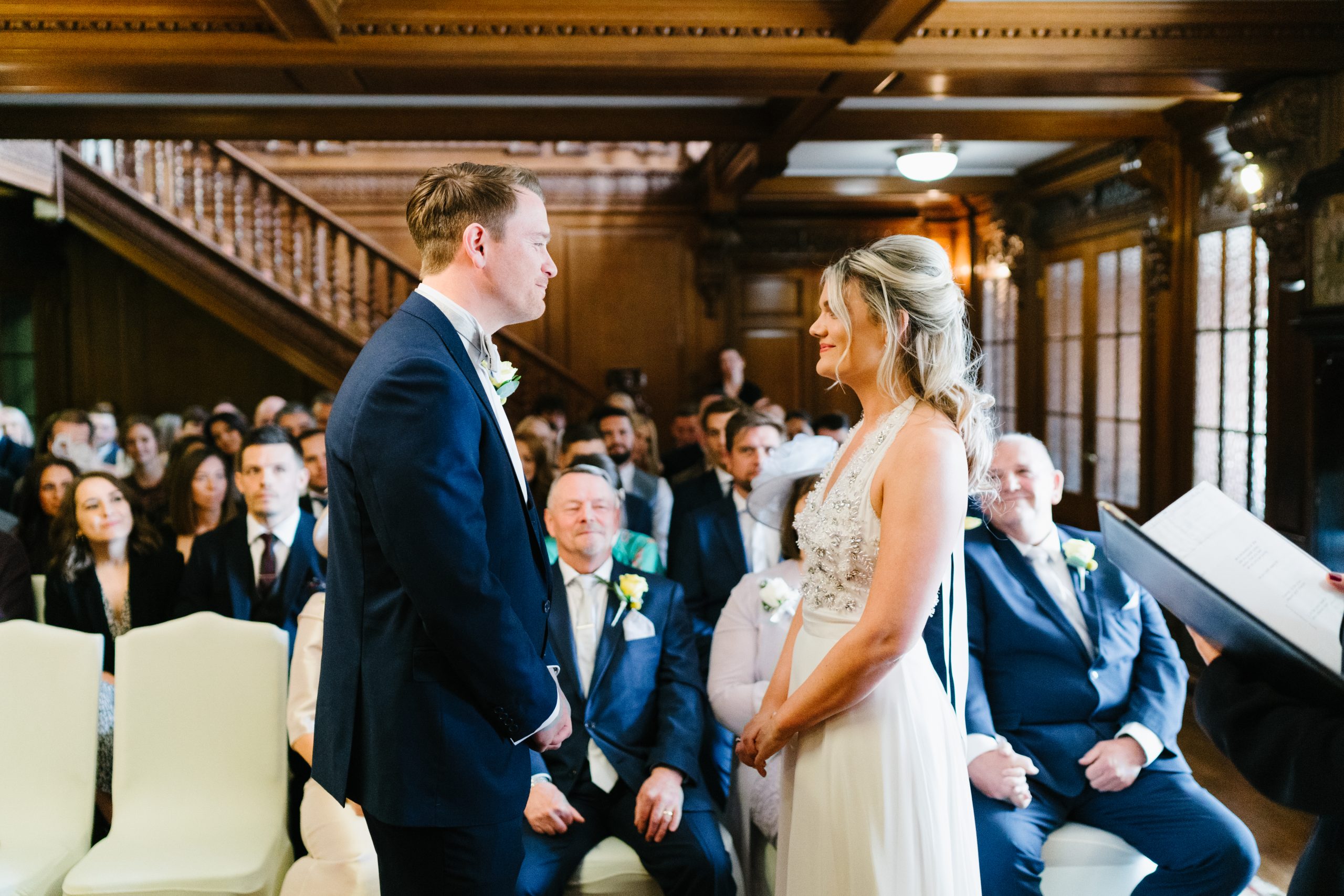 Winter Package wedding, bridge and groom at the altar. Tipi or traditional wedding.